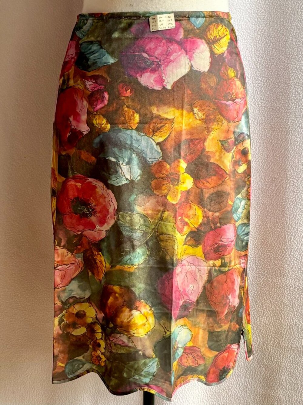 1970s Abstract Floral Nylon Half Slip NOS